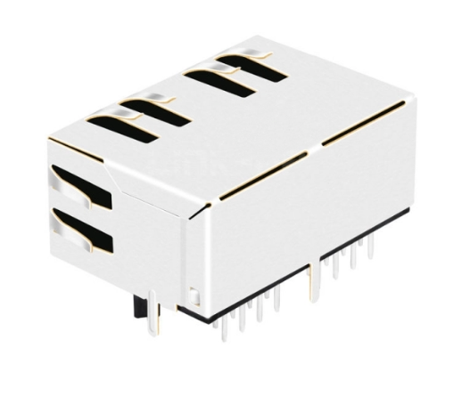 1x2 RJ45 jack connector No transformer tab down - No LEDs - Third View