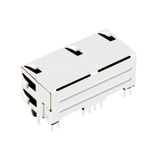1x2 RJ45 Modular Jack Connector without Transformer Tab Up - TWE3121AHML - Third View