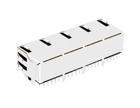 TW4J59942A5NL, 1000 Base Gigabit 1x4 Port RJ45 Modular Jack Tab Up with Green&Yellow/ Green&Yellow Led - back view