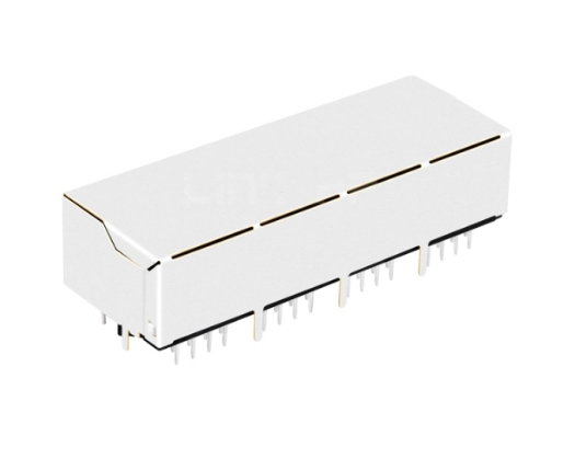 TW4J57314BHNL, 100 Base 1x4 Port RJ45 Modular Jack Tab Down with Green/ Yellow Led - back view