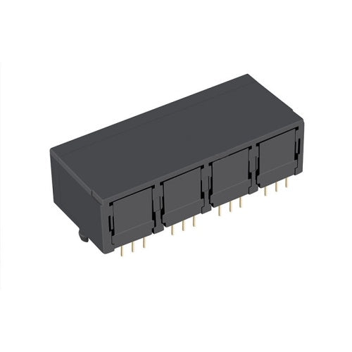 1x4 RJ45 Modular Jack Connector without Transformer Tab Down - TWE852XNNL - Third View
