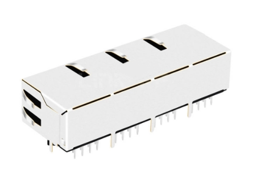 TW4J57312ADNL, 10/100 Base Modular Jack 1x4 Port RJ45 Tab Down with Yellow/ Green Led - back view