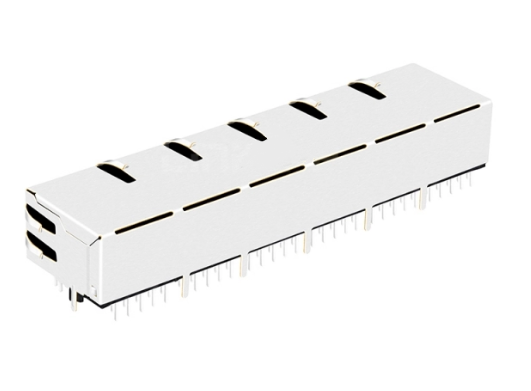 TW6J79962AWNL, 1000 Base Gigabit Magjack 1x6 Port RJ45 Tab Up with Green/ Green Led - back view