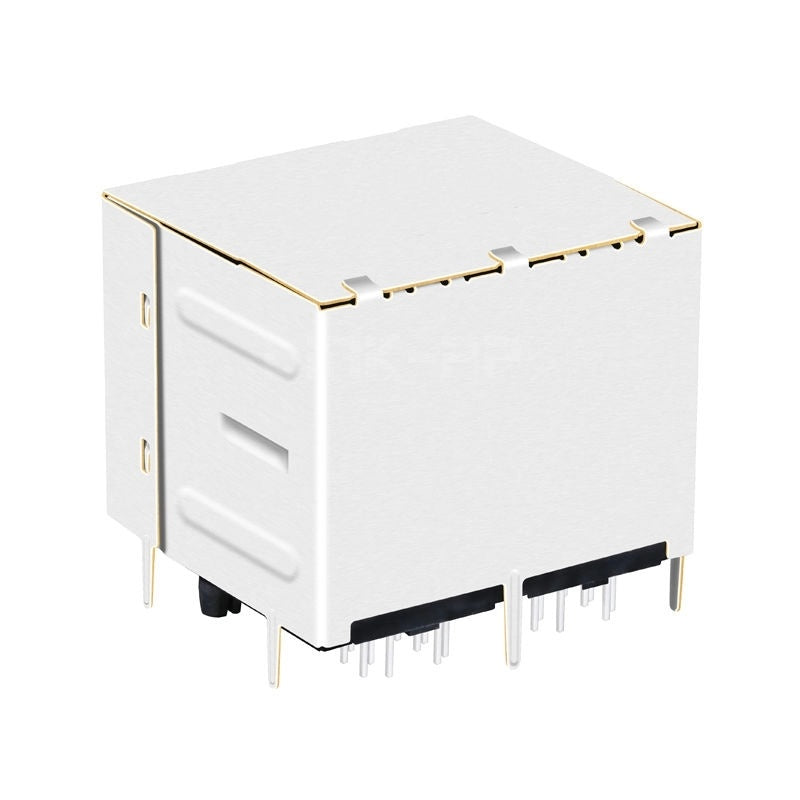 1000 Base Gigabit 2x2 Port RJ45 Modular Jack Tab Both with Green/ Green&Yellow Led - back view