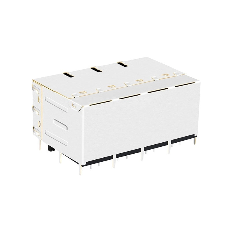 TW24S58122CNL, 1000 Base-T 2X4 Port Integrated Magnetics RJ45 Jack with PoE+ Tab Both without Led - back view