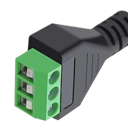 Black and green electrical connector on a white background
