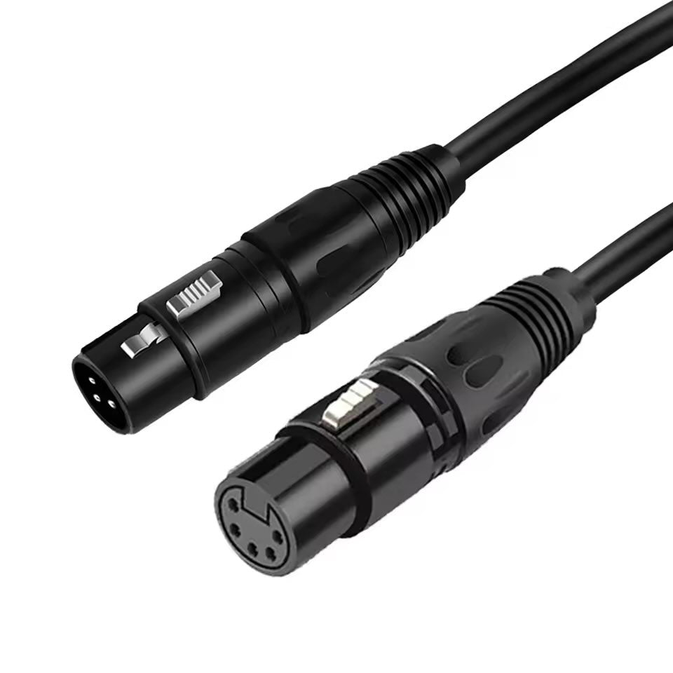 Professional DMX signal converter assembly for transitioning between 3-pin and 5-pin XLR lighting control interfaces.