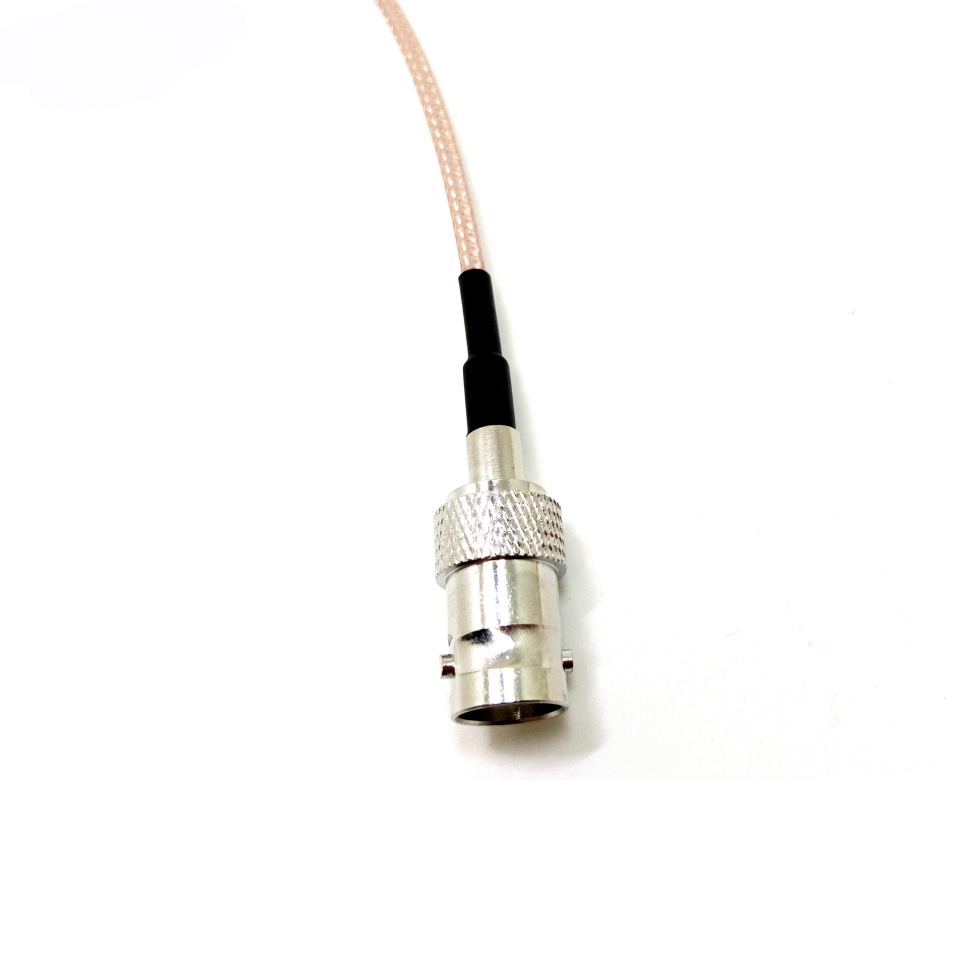 BNC male to MS-147 right-angle male RG316 RF coaxial cable assembly, BNC male view
