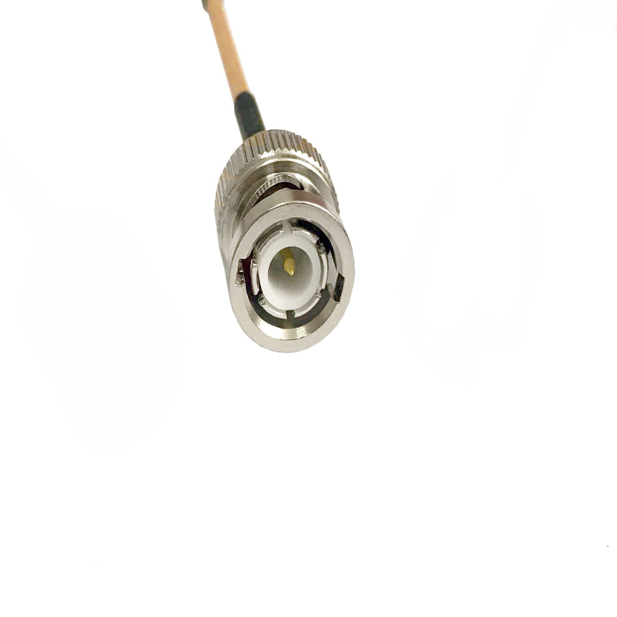 BNC male to SMA male right angle RG316 RF coaxial cable assembly, BNC Male view