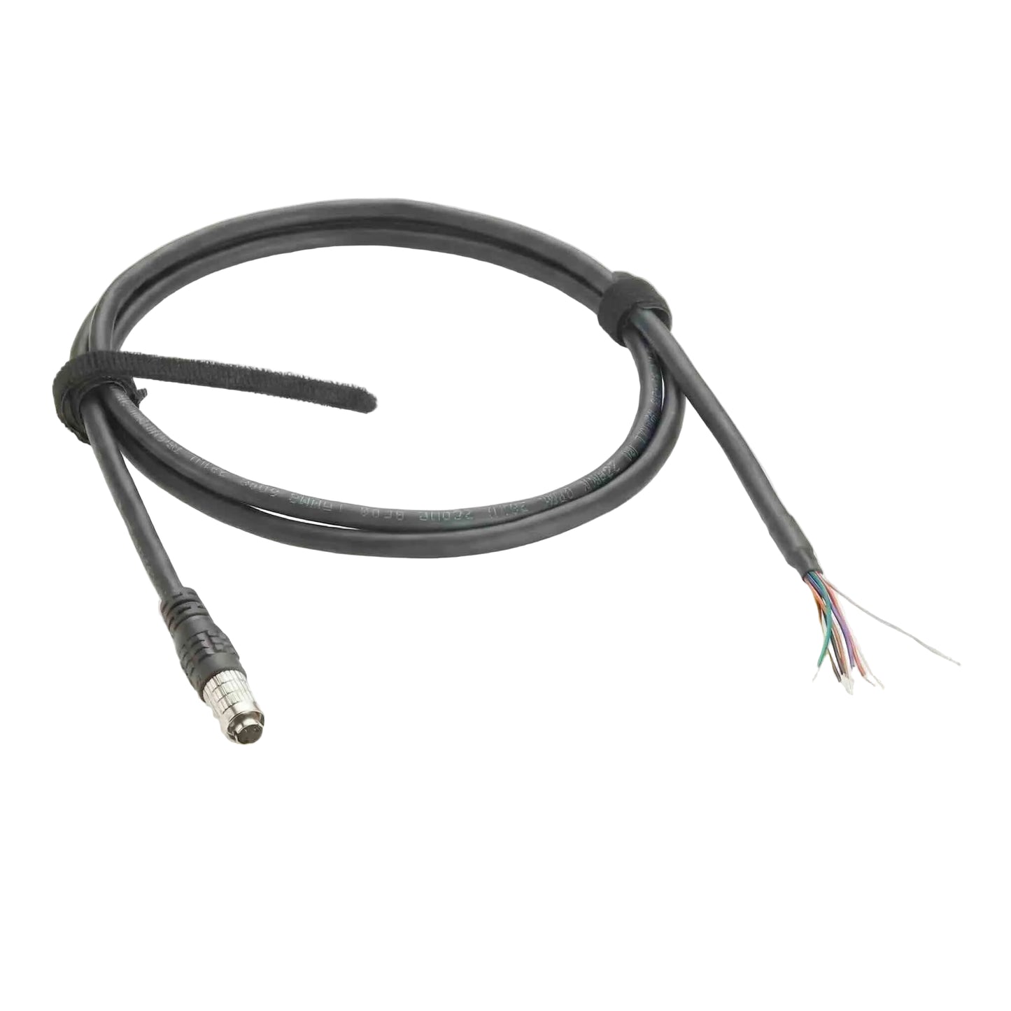 Industrial-grade 8-pin male Hirose-style aviation connector to open-end cable with 26AWG shielded wire for machine vision.