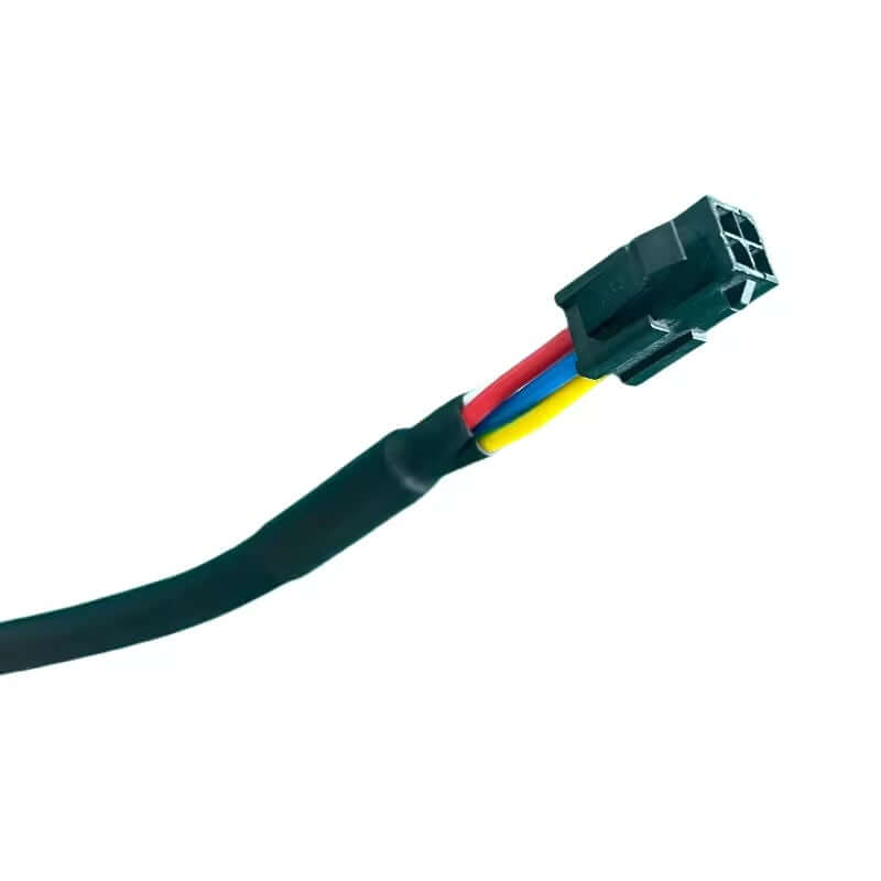 4-pin servo motor power connector and high-flex cable assembly for industrial motion control and robotic applications.