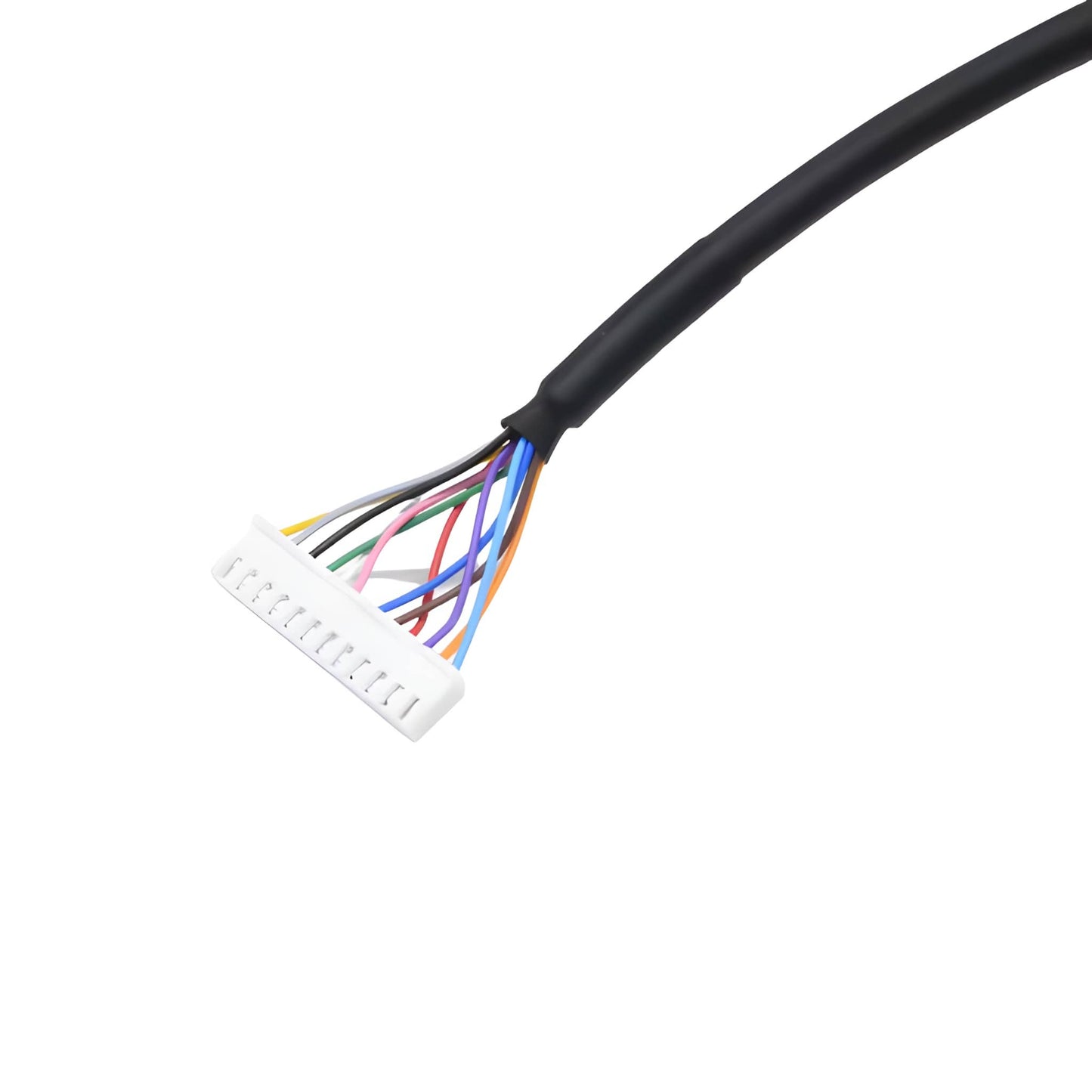 Custom waterproof wire harness assembly featuring 12-pin M12 female connectivity and color-coded discrete wire termination.