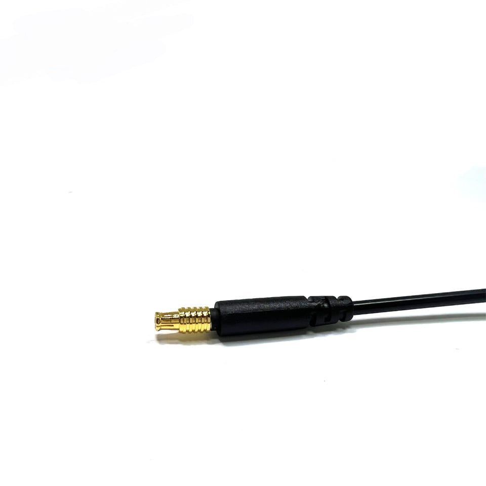 MCX male to BNC male RG174 RF coaxial cable assembly, MCX male plug view