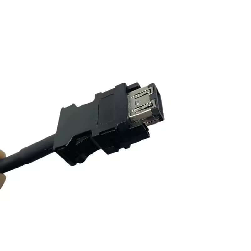 Shielded 10-pin driver-side interface plug for Mitsubishi servo drives.