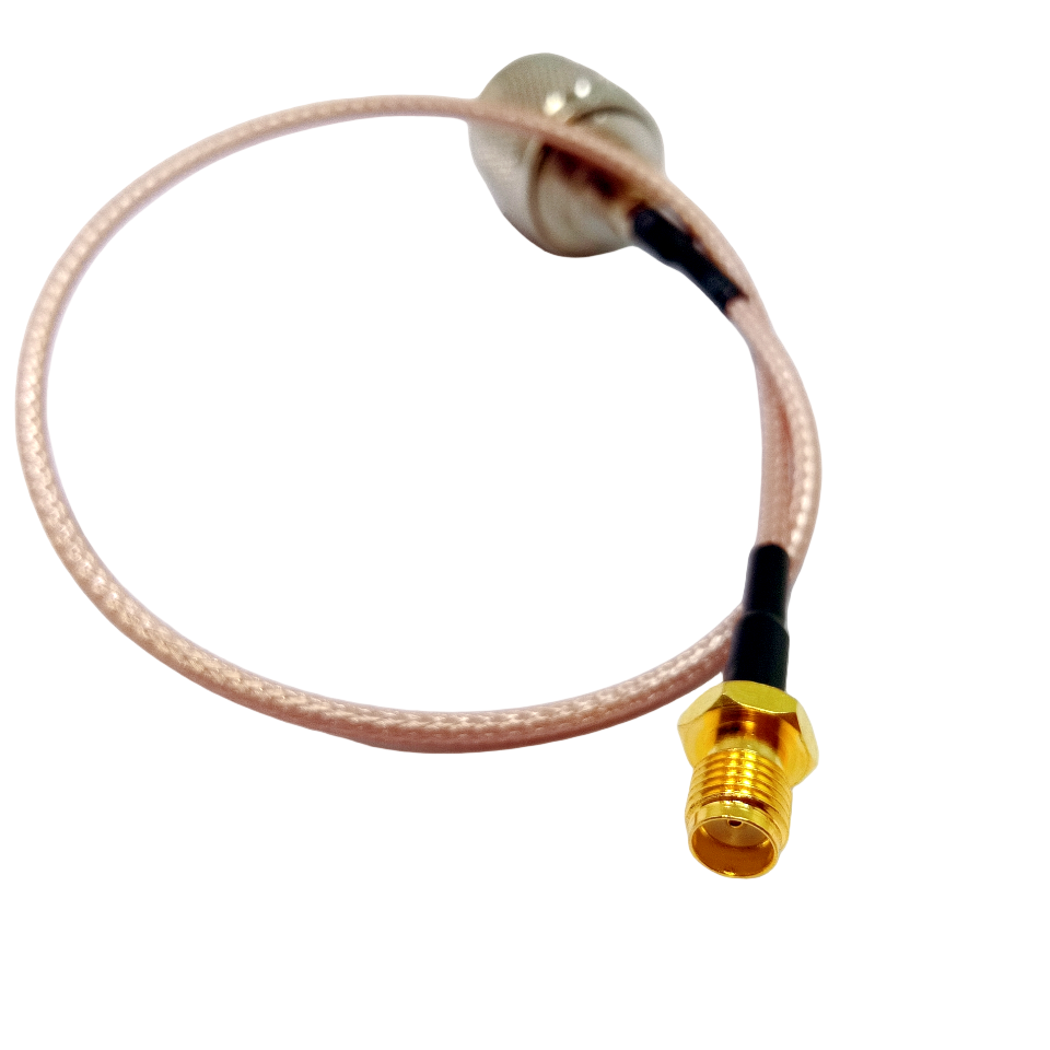 N-Type male to SMA female jack RG316 RF coaxial cable assembly, plug view