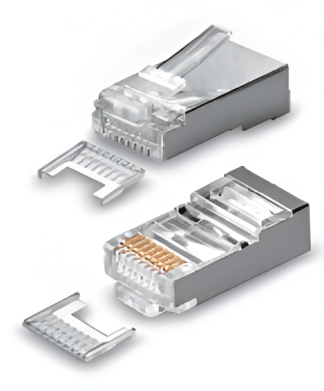 Cat5e RJ plug, 8P8C-R, Shielded RJ Connector with insert - Model 009