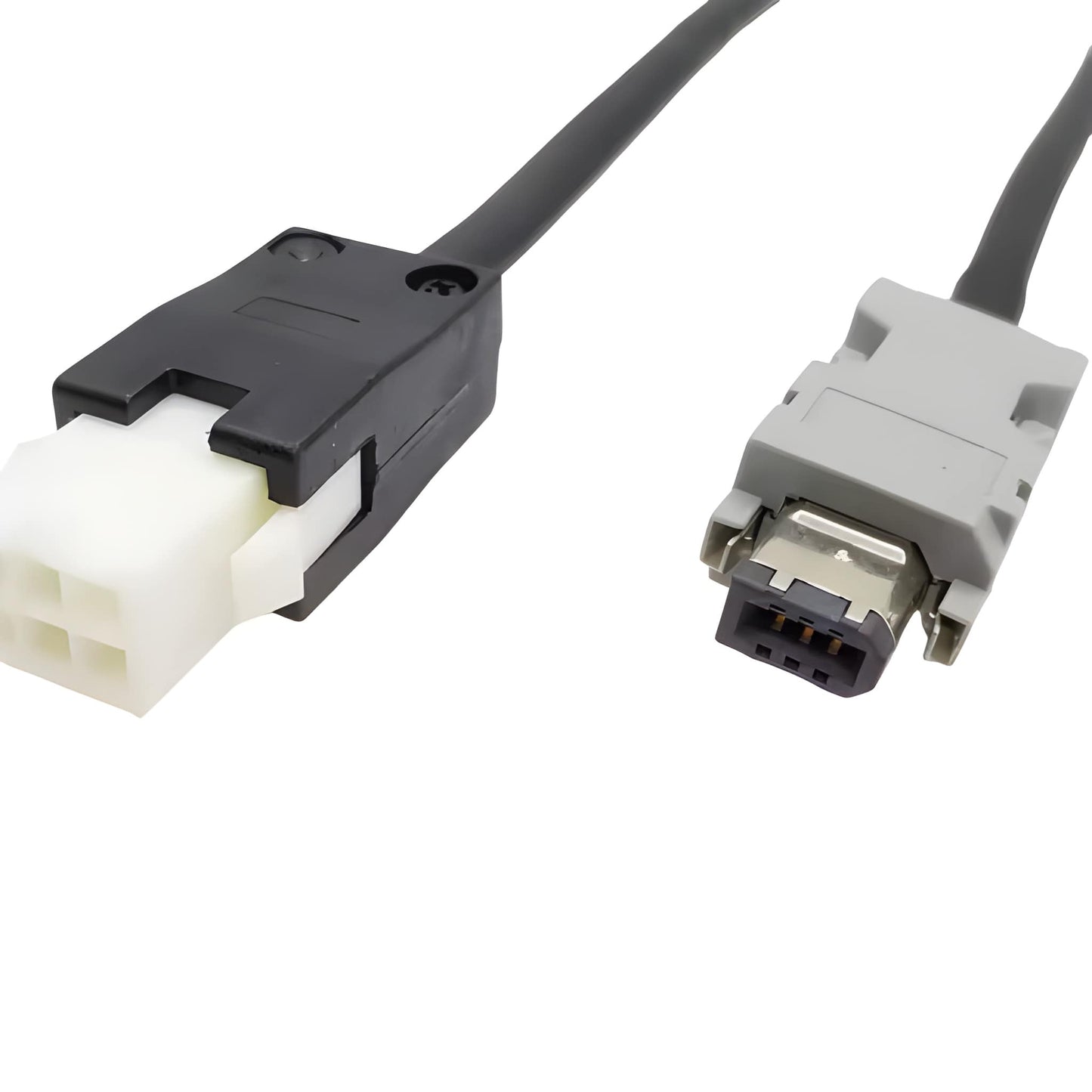High-flex RKE030TBNA cable assembly with a 6-pin latching signal connector and precision crimp leads for motion control.