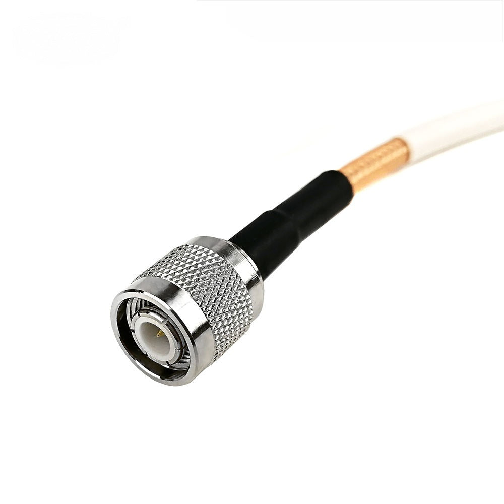 TNC male plug to TNC male plug RG142 RF coaxial cable assembly, plug view