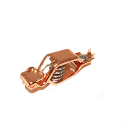 Small, solid copper automotive clip. Flexible PVC insulators available, Model TW-36R