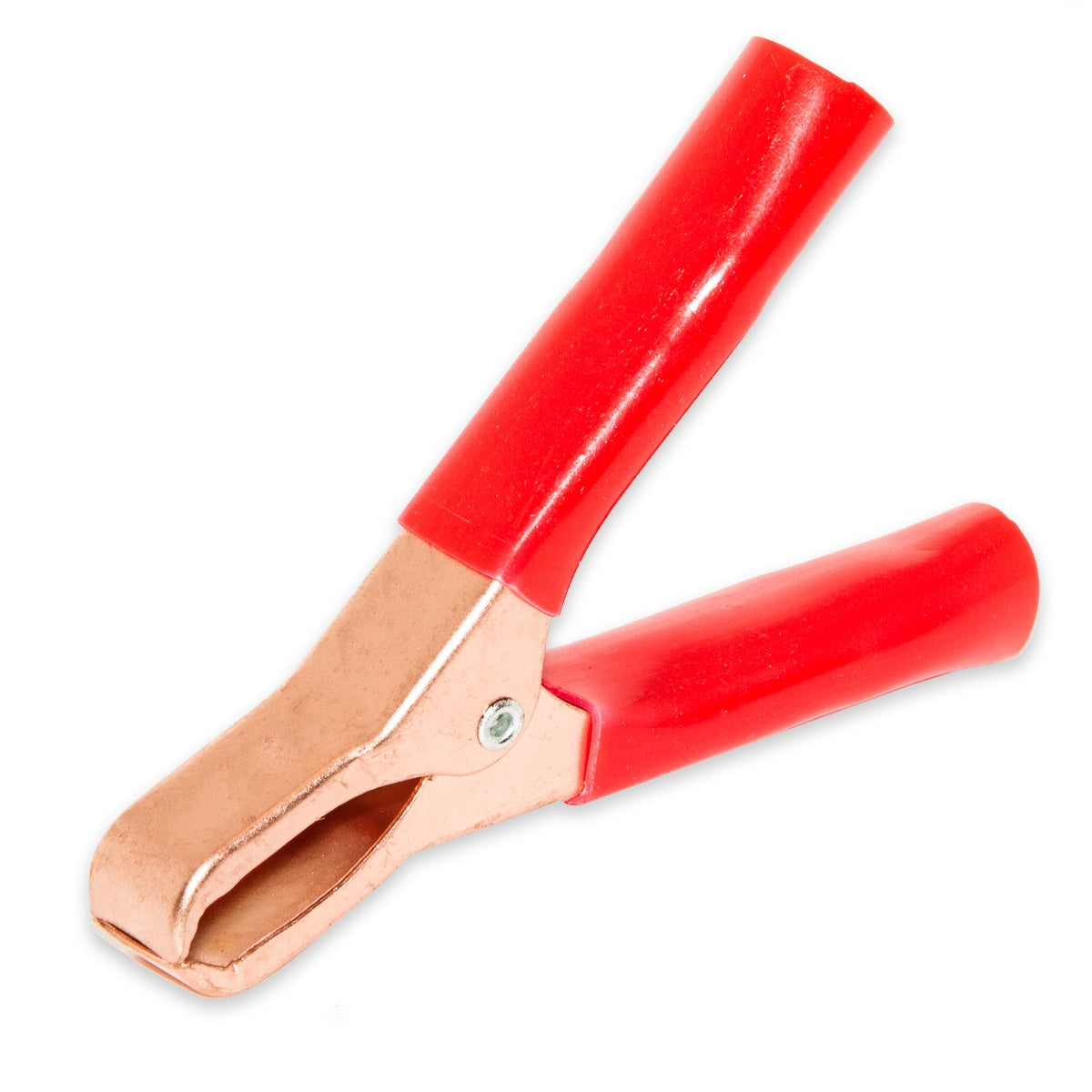 Copper-plated Steel Miniature Battery Clip with Insulators, TW-57Z-1, Red, Mueller Electric compatible for electrical testing