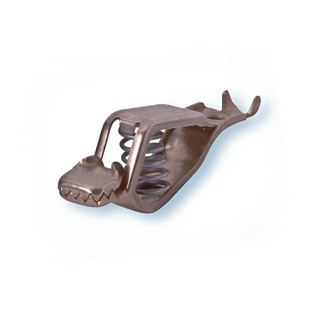 TW-59RC solid copper automotive analyzer clip, connects up to 14 AWG via crimp or screw, compatible with Mueller BU-48C-DZZZ, side view