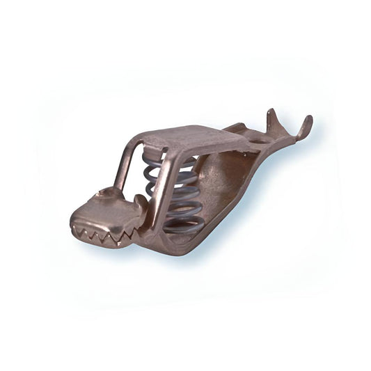 TW-59RC solid copper automotive analyzer clip, connects up to 14 AWG via crimp or screw, compatible with Mueller BU-48C-DZZZ, side view