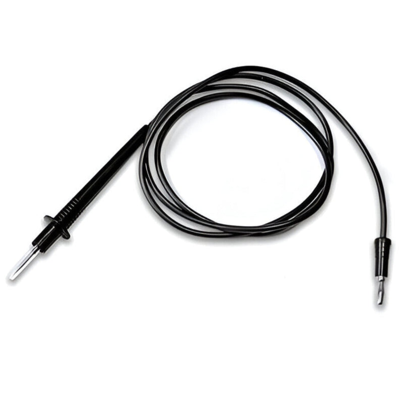 Test probe to unshrouded banana plug rubber wire test lead, Model TW3752 Black