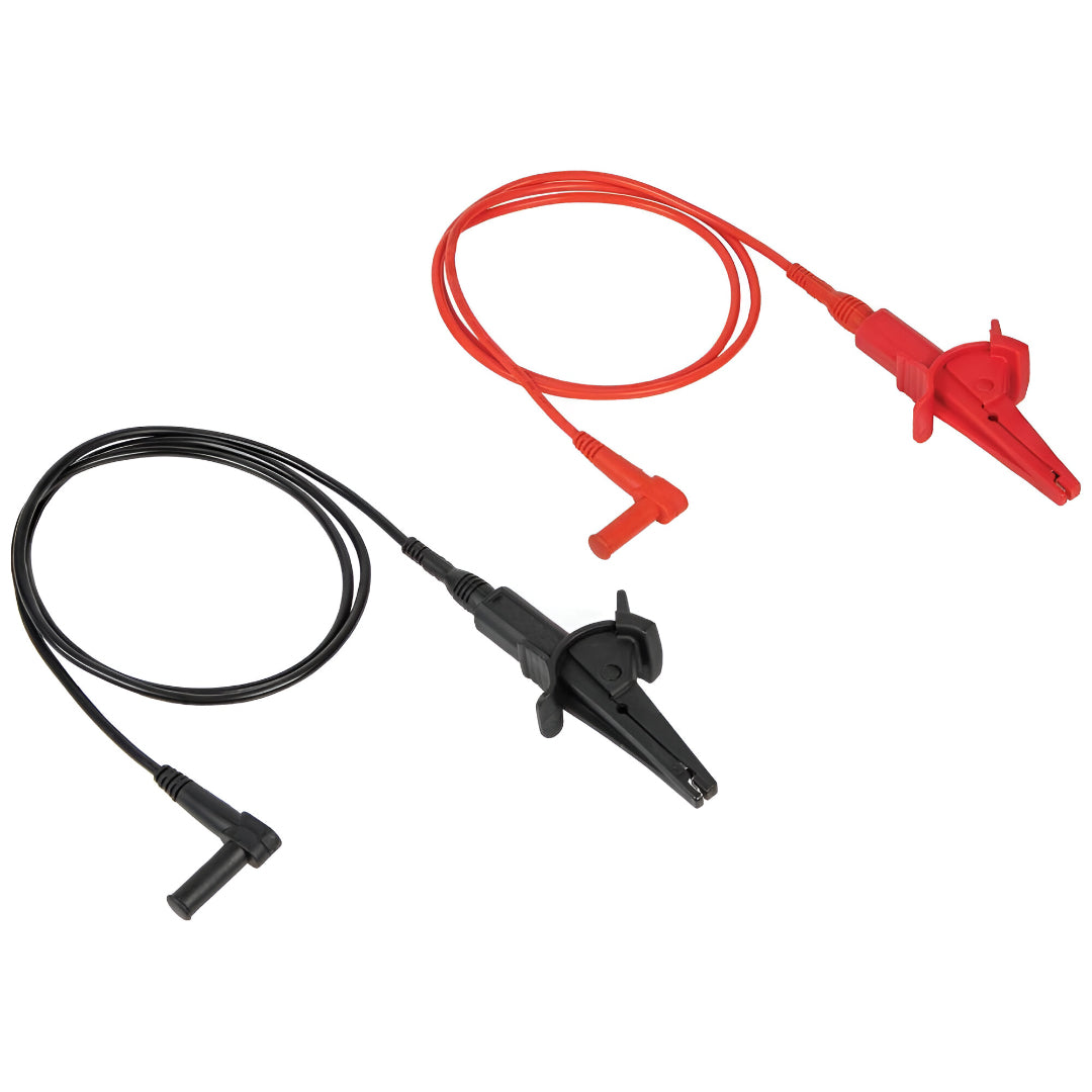 Heavy-duty alligator clip to right-angle shrouded banana plug test lead, Model TW7049