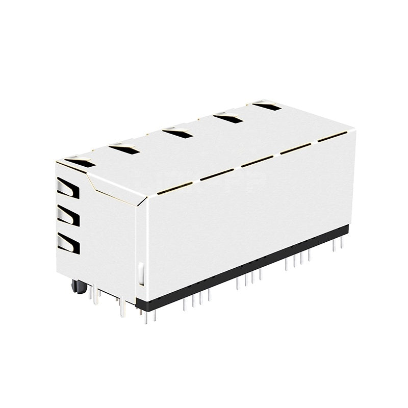 2x4 RJ45 jack connector without transformer - with green/ yellow LEDs - Third View