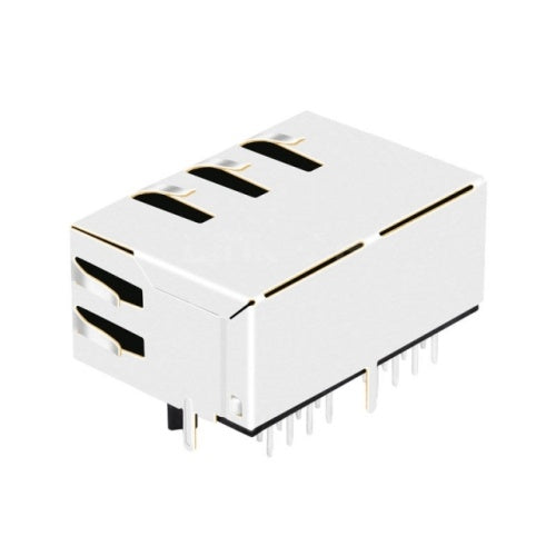 1x2 RJ45 Modular Jack Connector without Transformer Tab Down - TWE213CNL - Third View