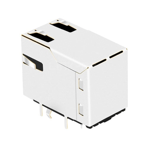 RJ45 Modular Jack Connector with Single USB without Transformer Tab Up - TWE4171CNL - Third View