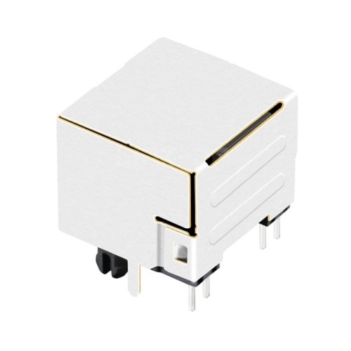 RJ45 Modular Jack Connector without Transformer Tab Up - Yellow/ Green LEDs - Third View