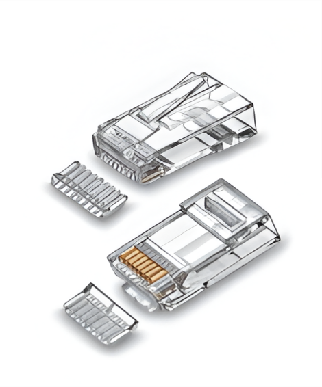 Cat5e RJ plug, 8P8C-R, RJ Connector with insert - Model 018
