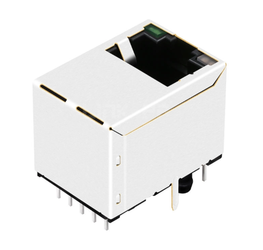 TWDK1945BUNL, 1000 Base Vertical RJ45 Modular Jack with Transformer Tab Up Green/ Green&Yellow Led - back view