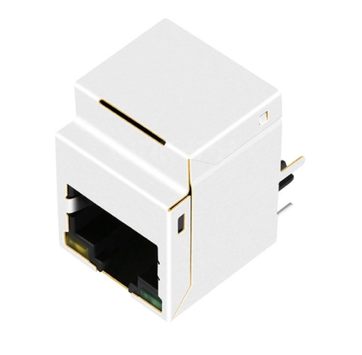 TWDK5910ENL, 1000 Base Vertical RJ45 with Transformer Tab Up with Green/ Yellow Led - back view