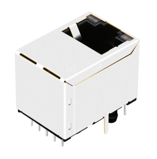 TWDK5946B62NL, 1000 Base Vertical RJ45 Modular Jack with Transformer Tab Up with Green&Yellow/ Green&Yellow Led - back view