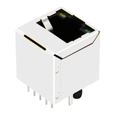 TWDT1719BANL, 2.5G Base Vertical RJ45 Modular Jack with Transformer Tab Up with Yellow/ Green Led - back view