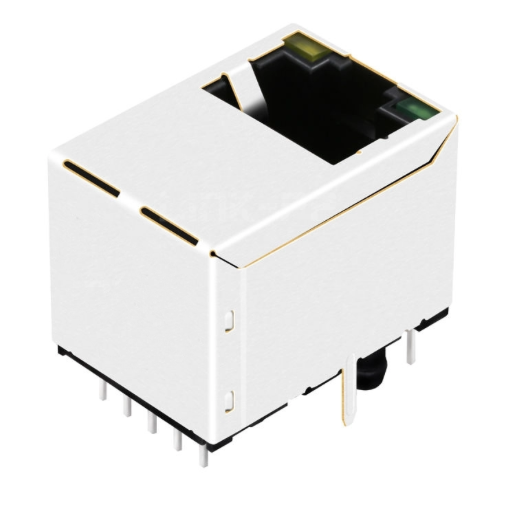 TWDK1945BDNL, 1000 Base Vertical RJ45 Modular Jack with Transformer Tab Up with Green/ Yellow&Green Led - back view