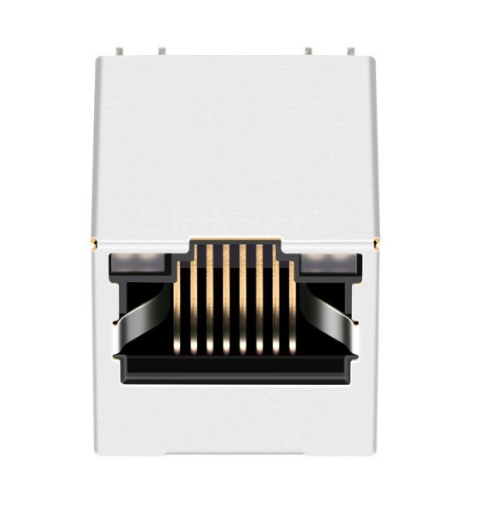 TWD5123B58NL, 10/100 Base Vertical RJ45 Modular Jack with Transformer Tab Up with Green&Yellow/ Green&Yellow Led - back view