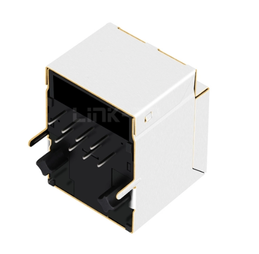 TWD2122DNL, 10/100 Base Vertical RJ45 Modular Jack with Transformer Tab Up without Led - back view