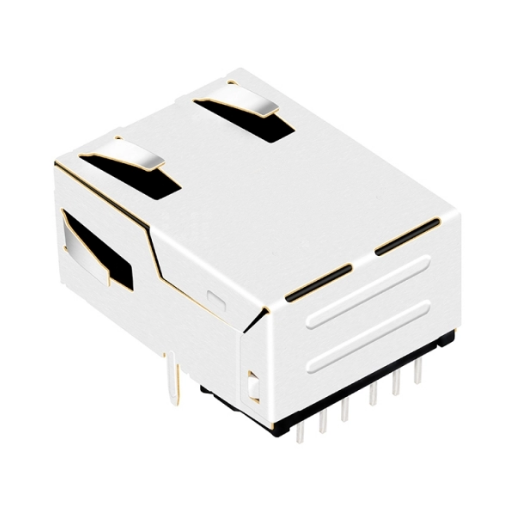 TWL8547CNL, 1000 Base Gigabit Low-Profile RJ45 Jack with Transformer Tab Up without Led - back view