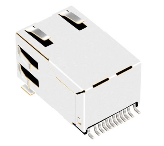 TW4122ABNL, 10/100 Base SMT RJ45 with Transformer Tab Up with Green/ Yellow Led - TeleWire Technology