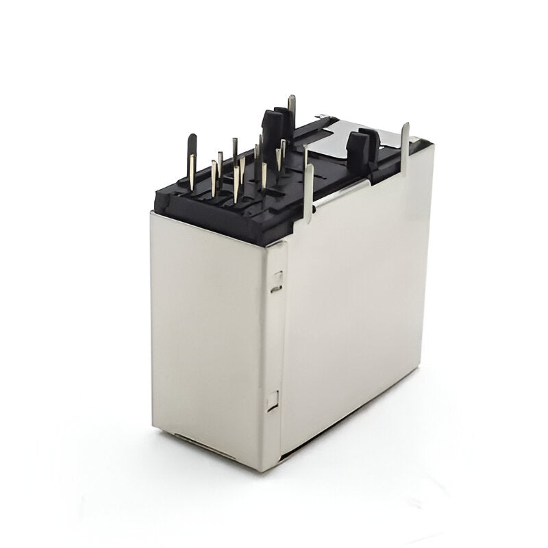 2x1 ports stacked RJ11 6P6C modular jack with shield but no Led, upside down view