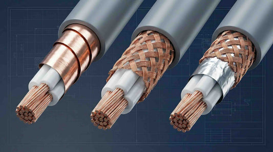 three types of Medical cable EMI shielding strategies comparison, Spiral, Braid, and Hybrid