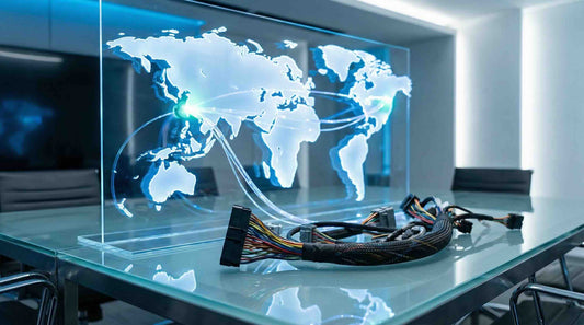 global map and the wire harness on the able to illustrate the hybrid supply chain between Taiwan and US