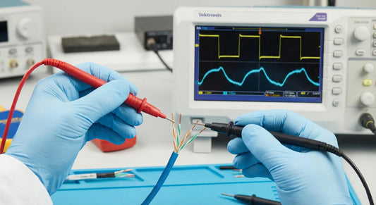Electrical Engineer is measure and comparing the Twisted pair cable impedance