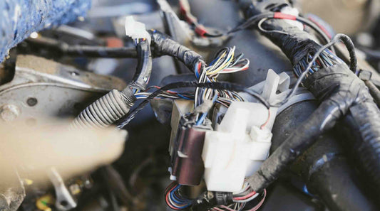 Broken automotive wire harness with dust covered