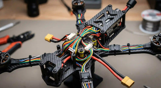 Amass and Molex wire harness being installed in a drone