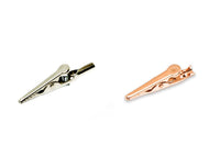 Alligator test clip available in gold-plated, copper, steel, stainless steel, TeleWire Technology