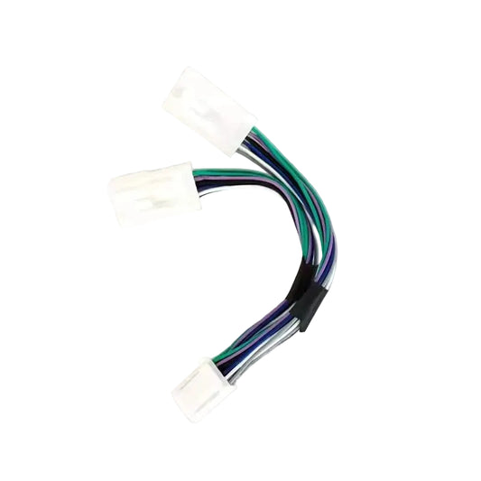 Wire harness with connectors on a gray background